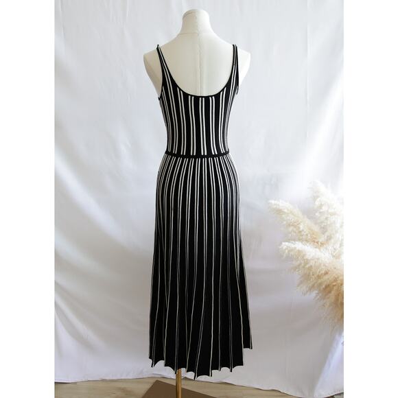 ZARA Knit Black and White Striped Midi dress size S - Picture 3 of 6